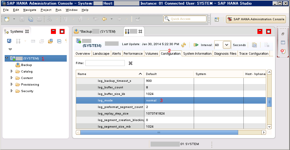 Hana studio log_mode